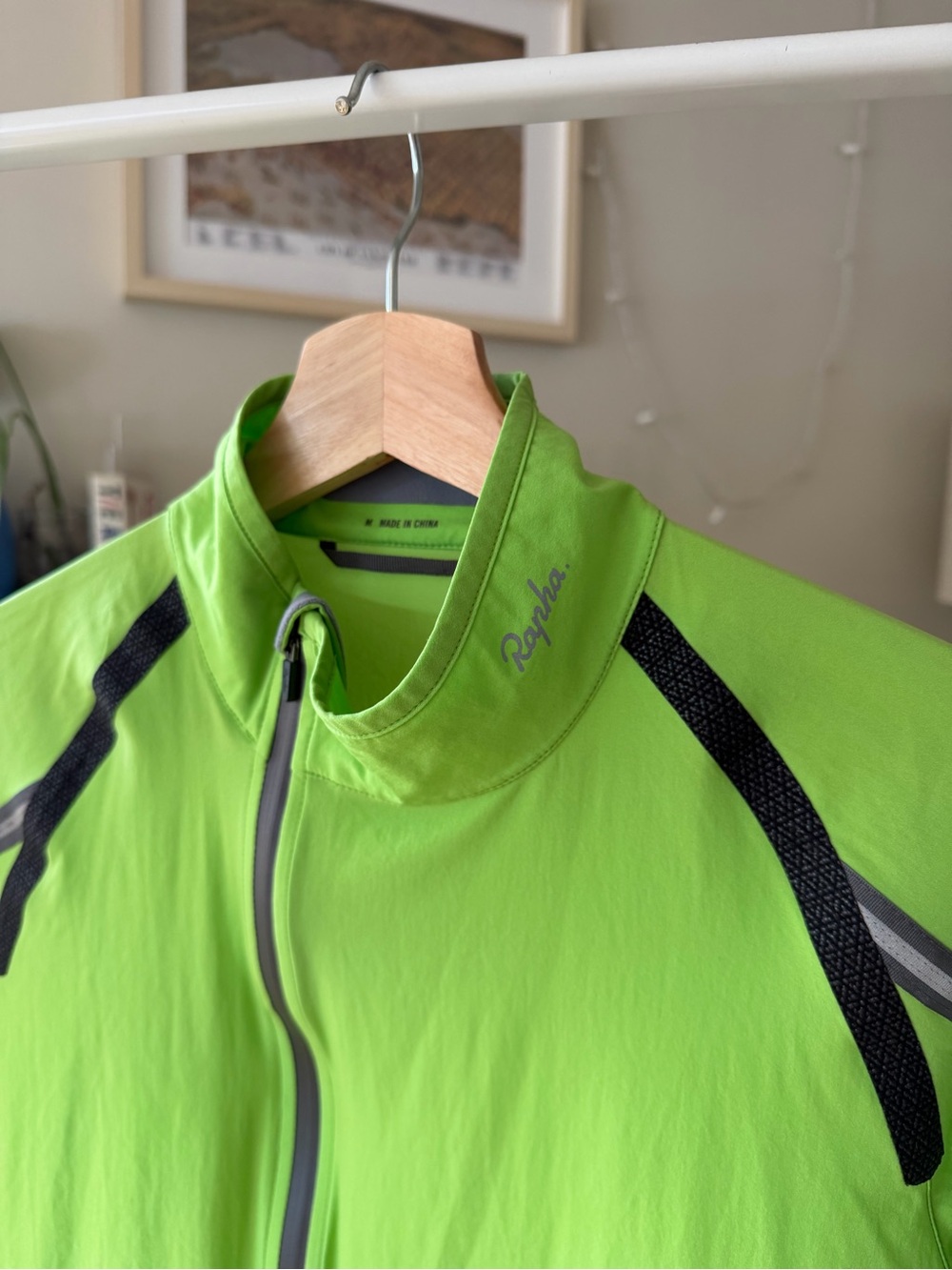 Rapha High-Vis Lime Cycling Windbreaker Jacket with Black Accents